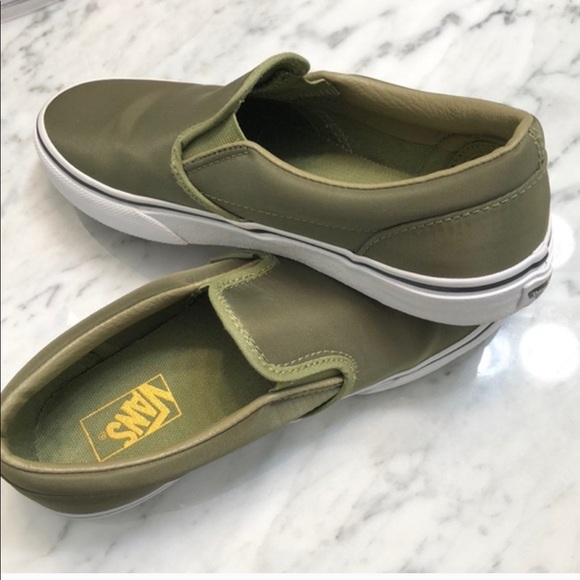 olive green slip on vans